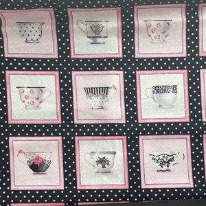 Friendship Tea cotton fabric yardage by Red Rooster Fabrics teacup print